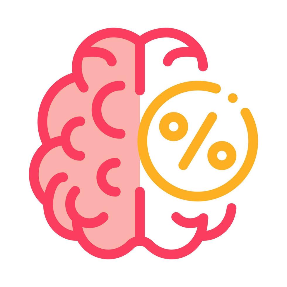 hjärna procentsats ikon vektor översikt illustration