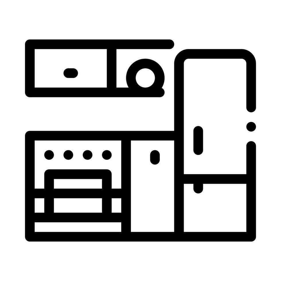 kök med kylskåp ikon vektor översikt illustration
