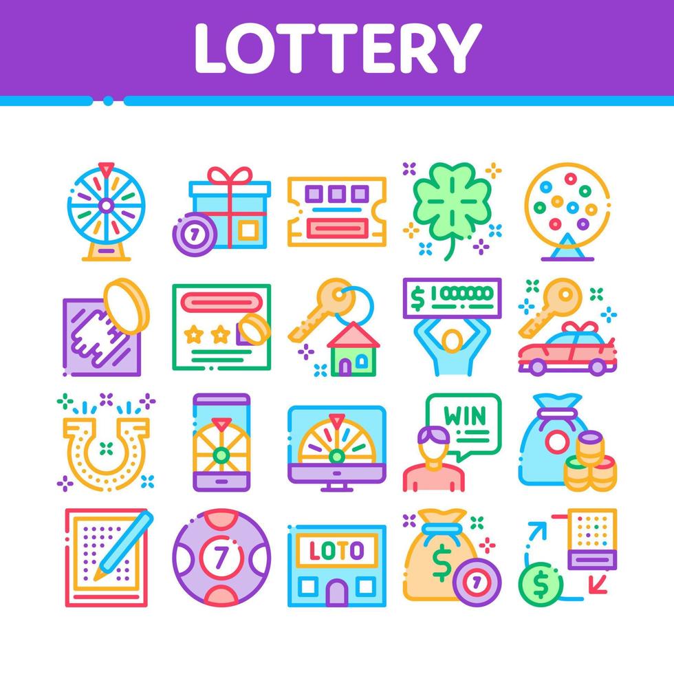lotteri hasardspel spel samling ikoner uppsättning vektor