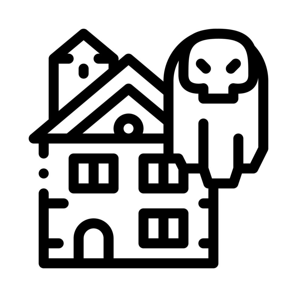 hus med spöken ikon vektor översikt illustration