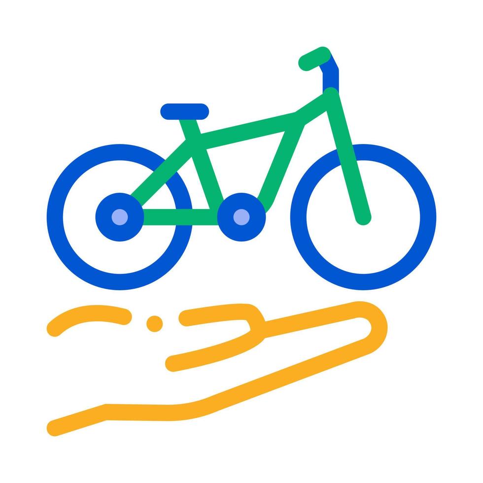 hand innehav cykel ikon vektor översikt illustration