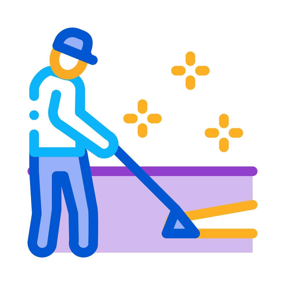 matta rengöringsmedel arbetstagare ikon vektor översikt illustration
