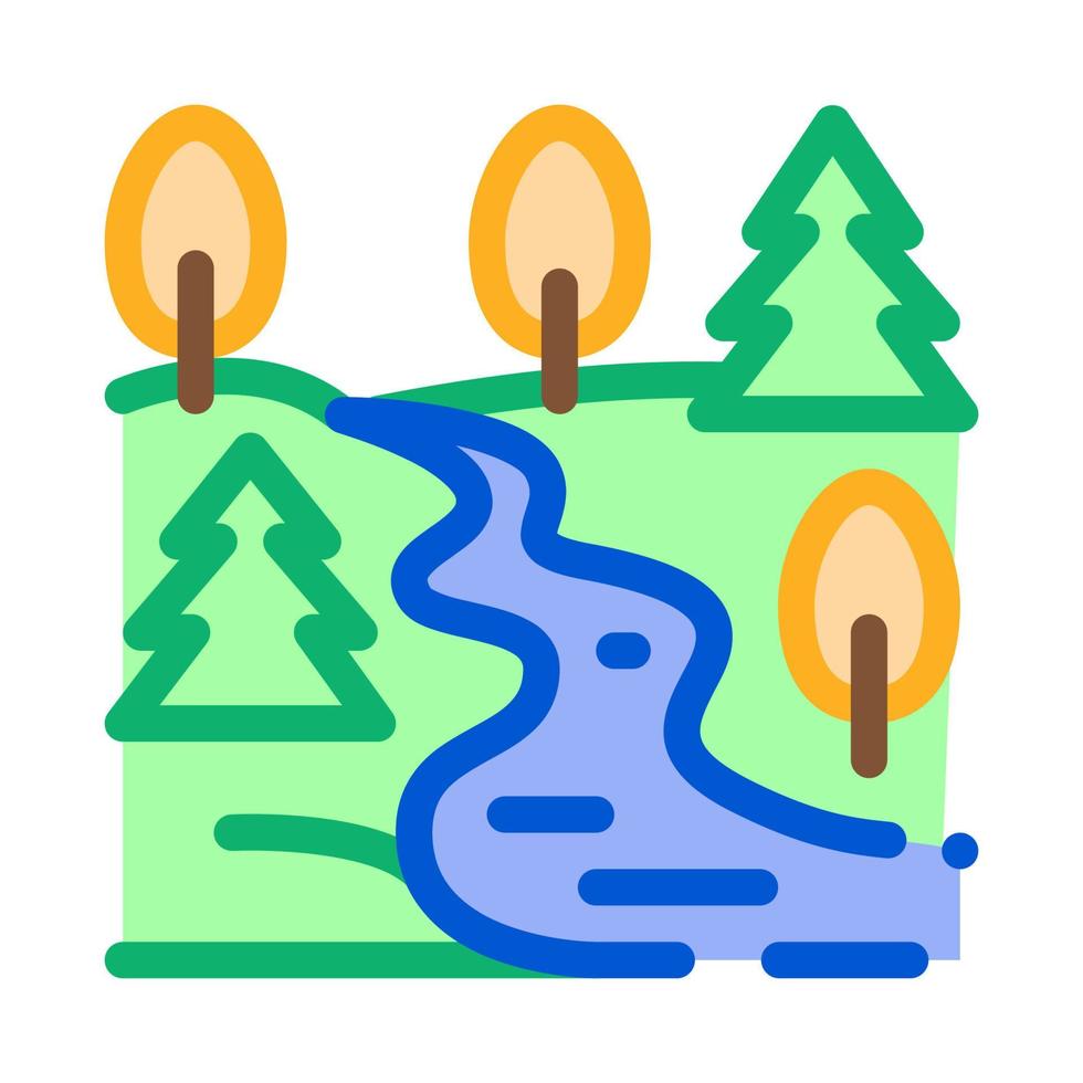 berg och skog terräng ikon vektor översikt illustration