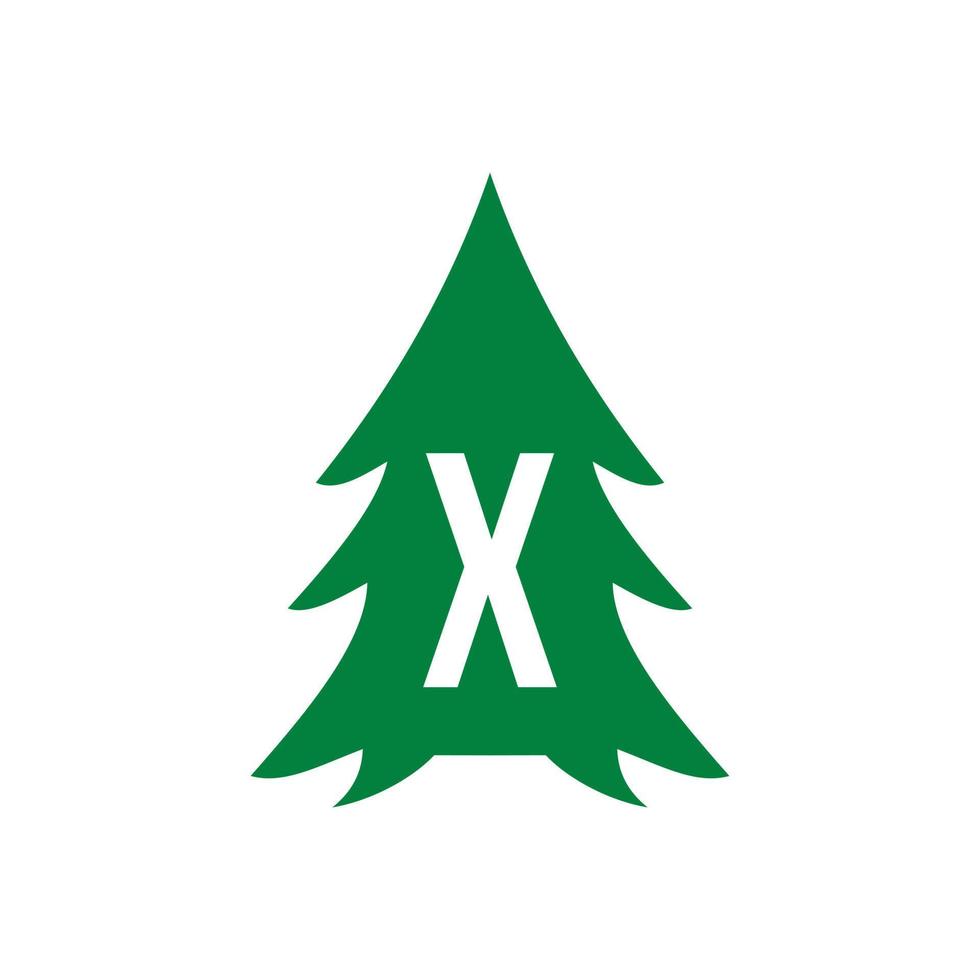 brev x tall träd logotyp design vektor
