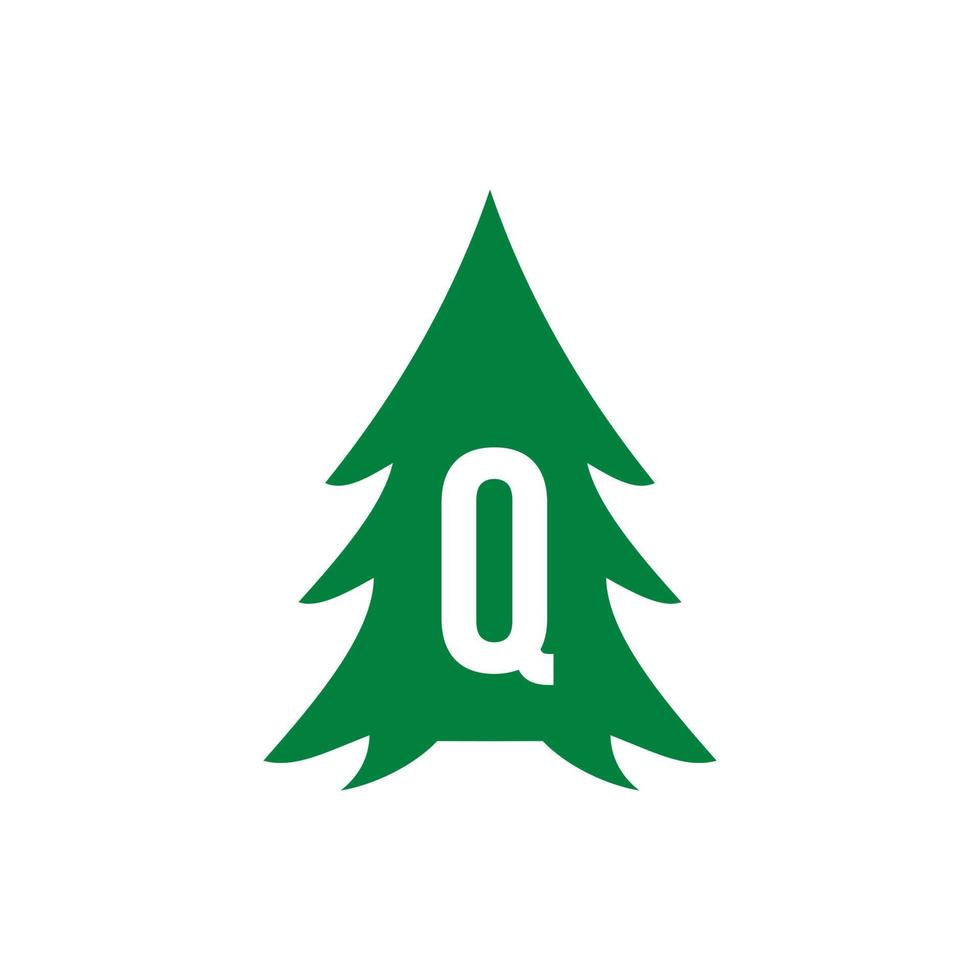 brev q tall träd logotyp design vektor