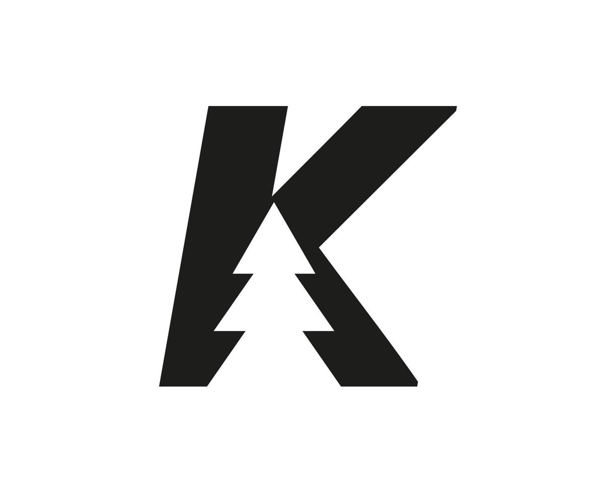 brev k tall träd logotyp design vektor