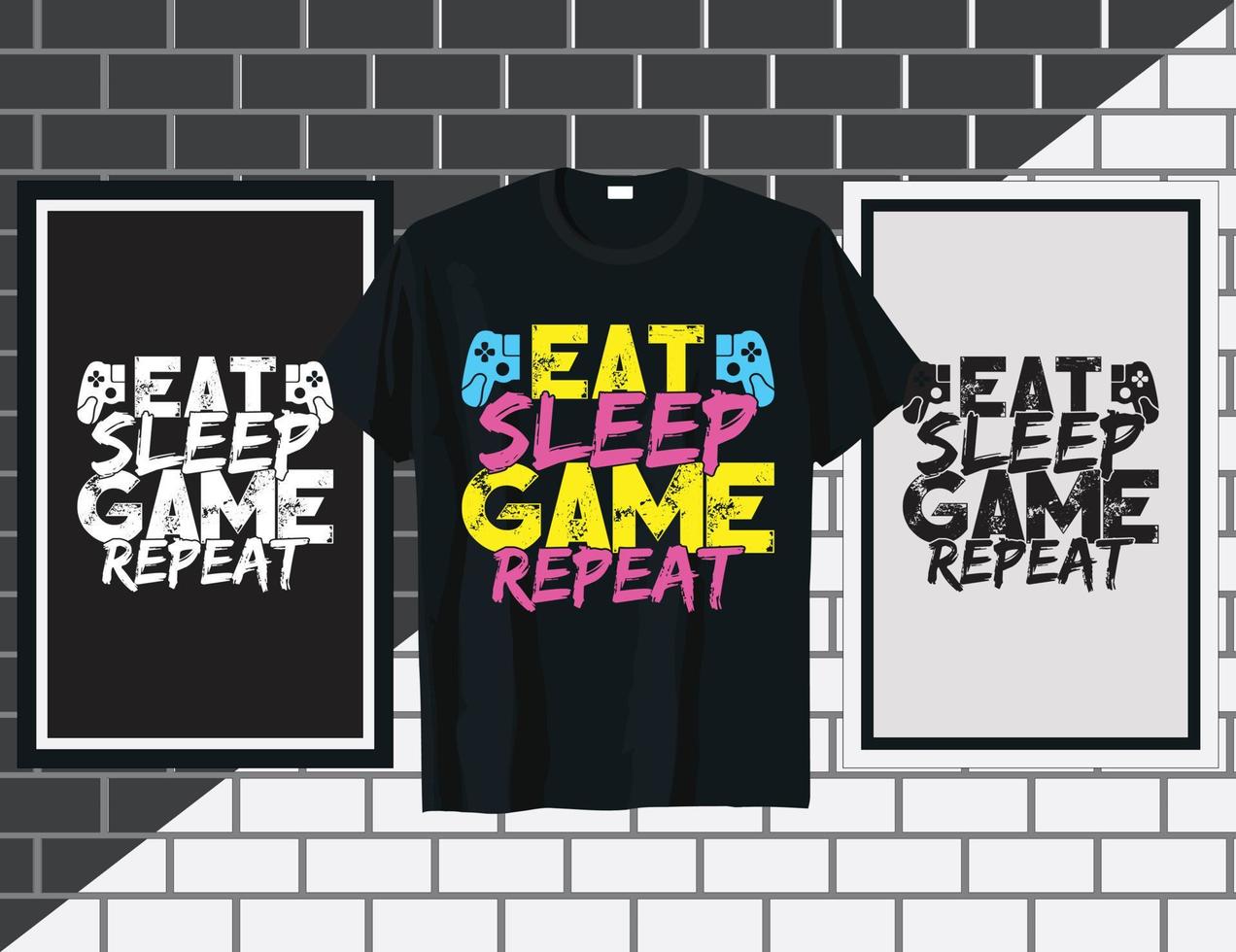 essen schlaf spiel wiederholen gaming zitat t-shirt und becher design vektor