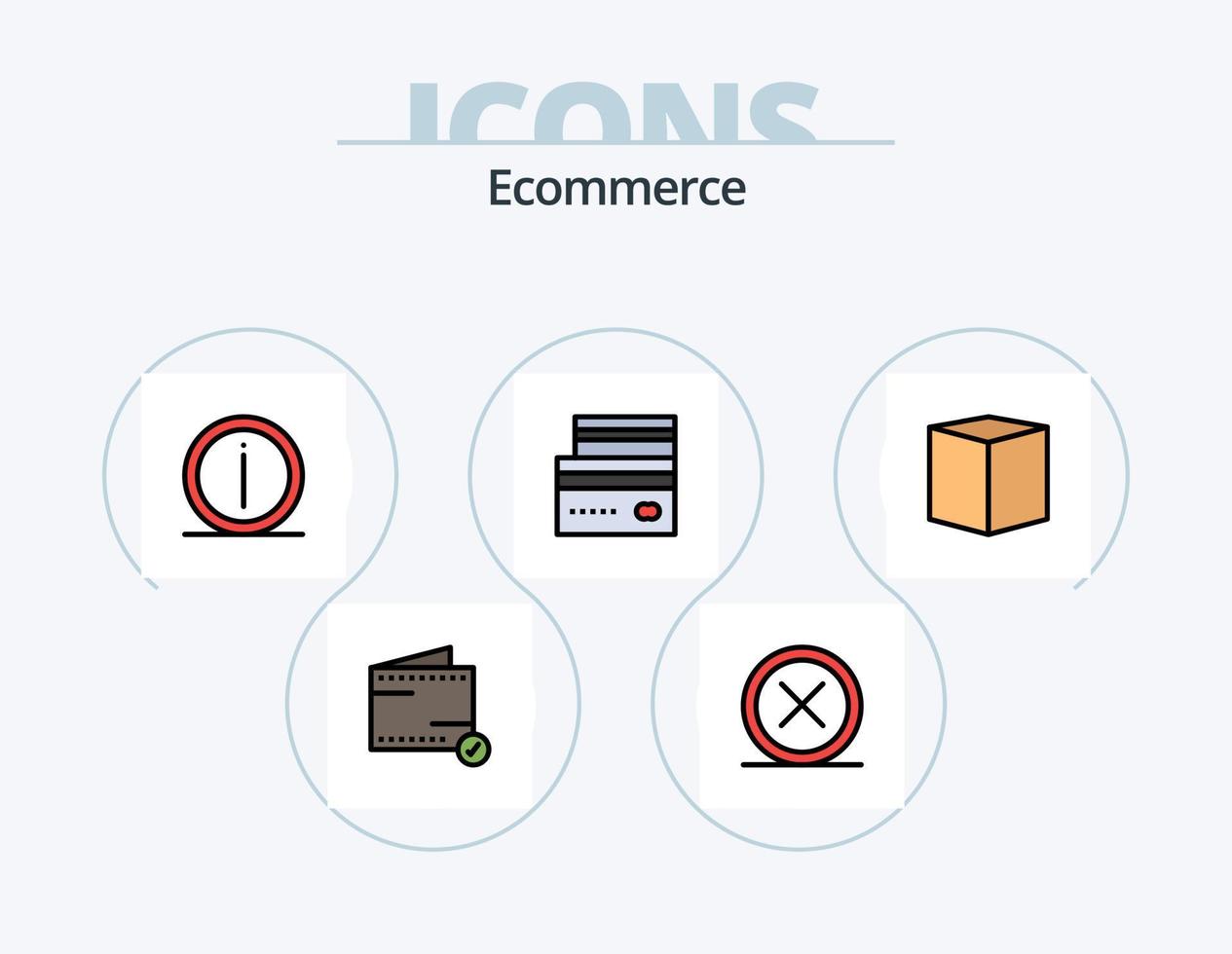 E-Commerce-Linie gefüllt Icon Pack 5 Icon Design. Versand. Handel. genehmigen. Ladung. Paket vektor