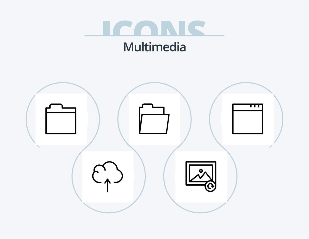 multimedia linje ikon packa 5 ikon design. . . data. synkronisera. moln vektor