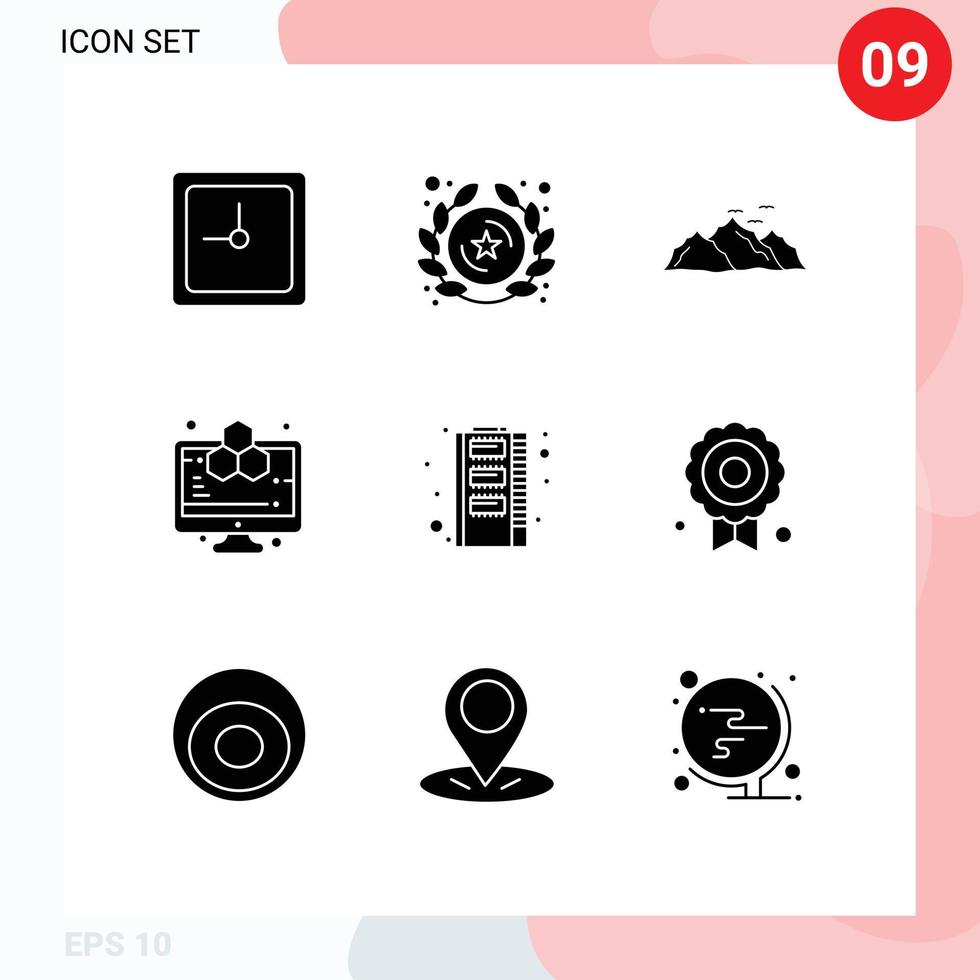 9 kreative Symbole moderne Zeichen und Symbole der Gedächtnisstudie Landschaft Informatik Analytik bearbeitbare Vektordesign-Elemente vektor