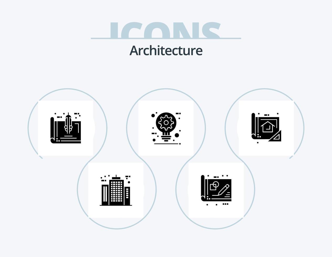 arkitektur glyf ikon packa 5 ikon design. kreativ. arkitekt. teckning. planen. egendom vektor