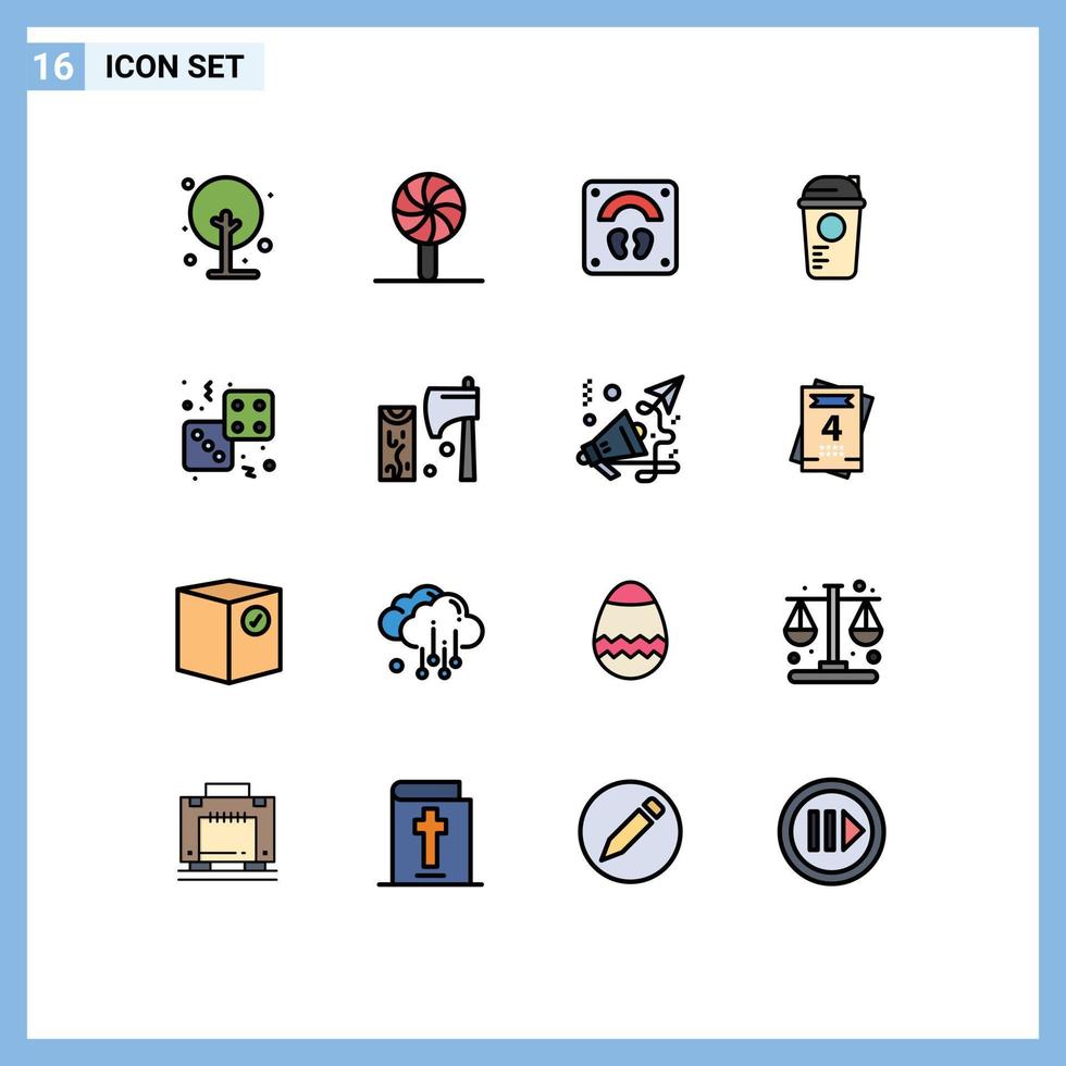 uppsättning av 16 modern ui ikoner symboler tecken för tärningar sporter sjukvård rekreation flaska redigerbar kreativ vektor design element