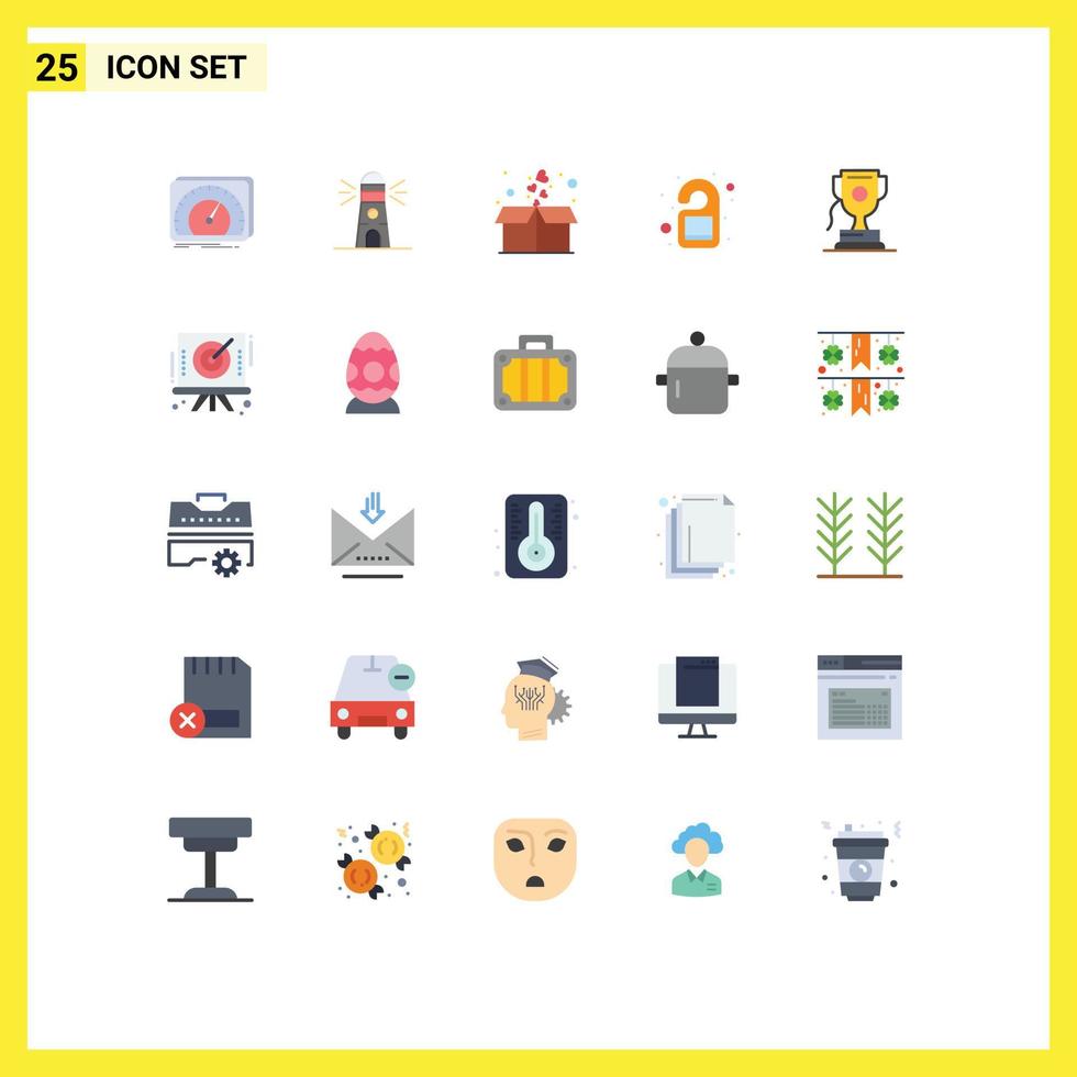 25 flaches Farbpaket der Benutzeroberfläche mit modernen Zeichen und Symbolen von bearbeitbaren Vektordesign-Elementen für das Kleiderbügel-Hotelhaustürpaket vektor