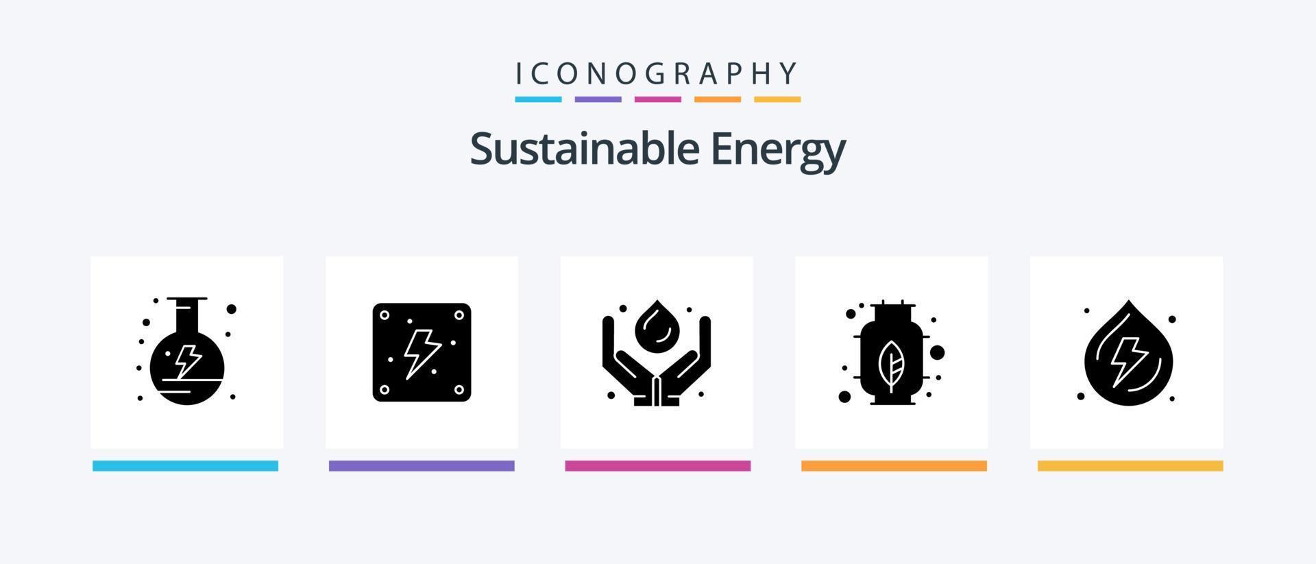 hållbar energi glyf 5 ikon packa Inklusive vatten. sloka. grön teknologi. kraft. energi. kreativ ikoner design vektor