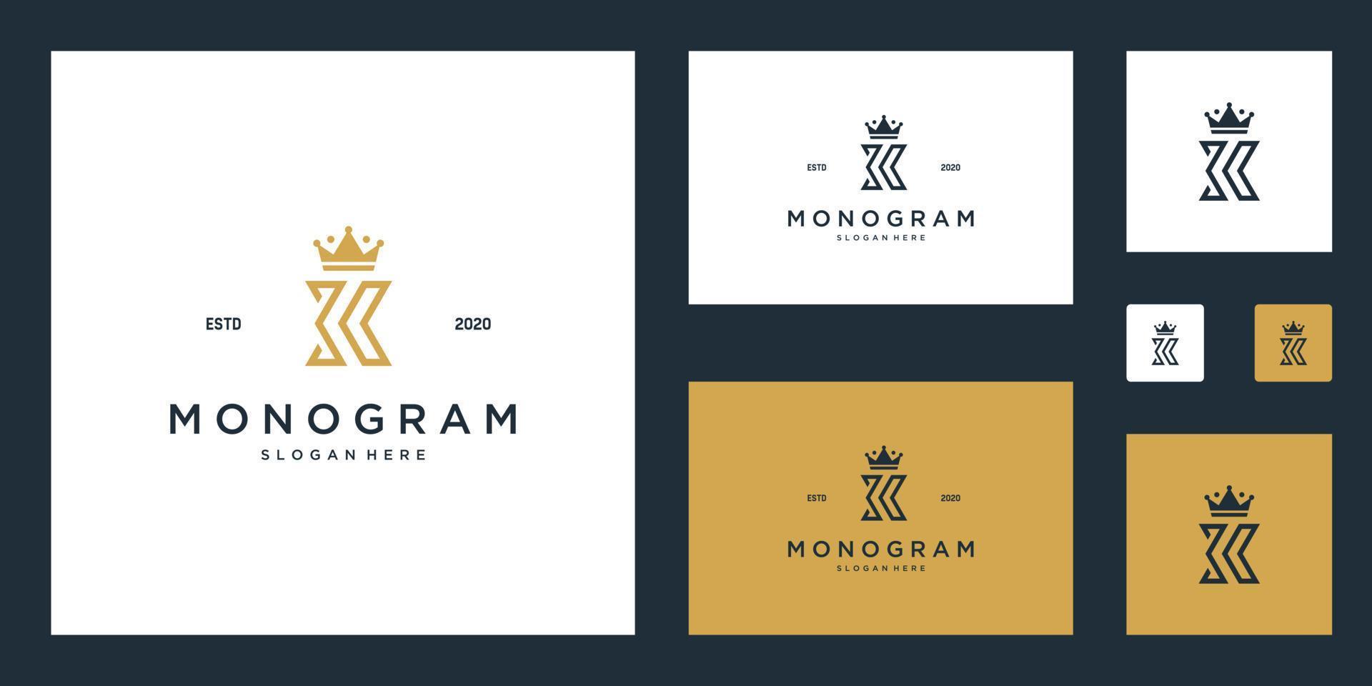kunglig kung krona logotyp design inspiration vektor