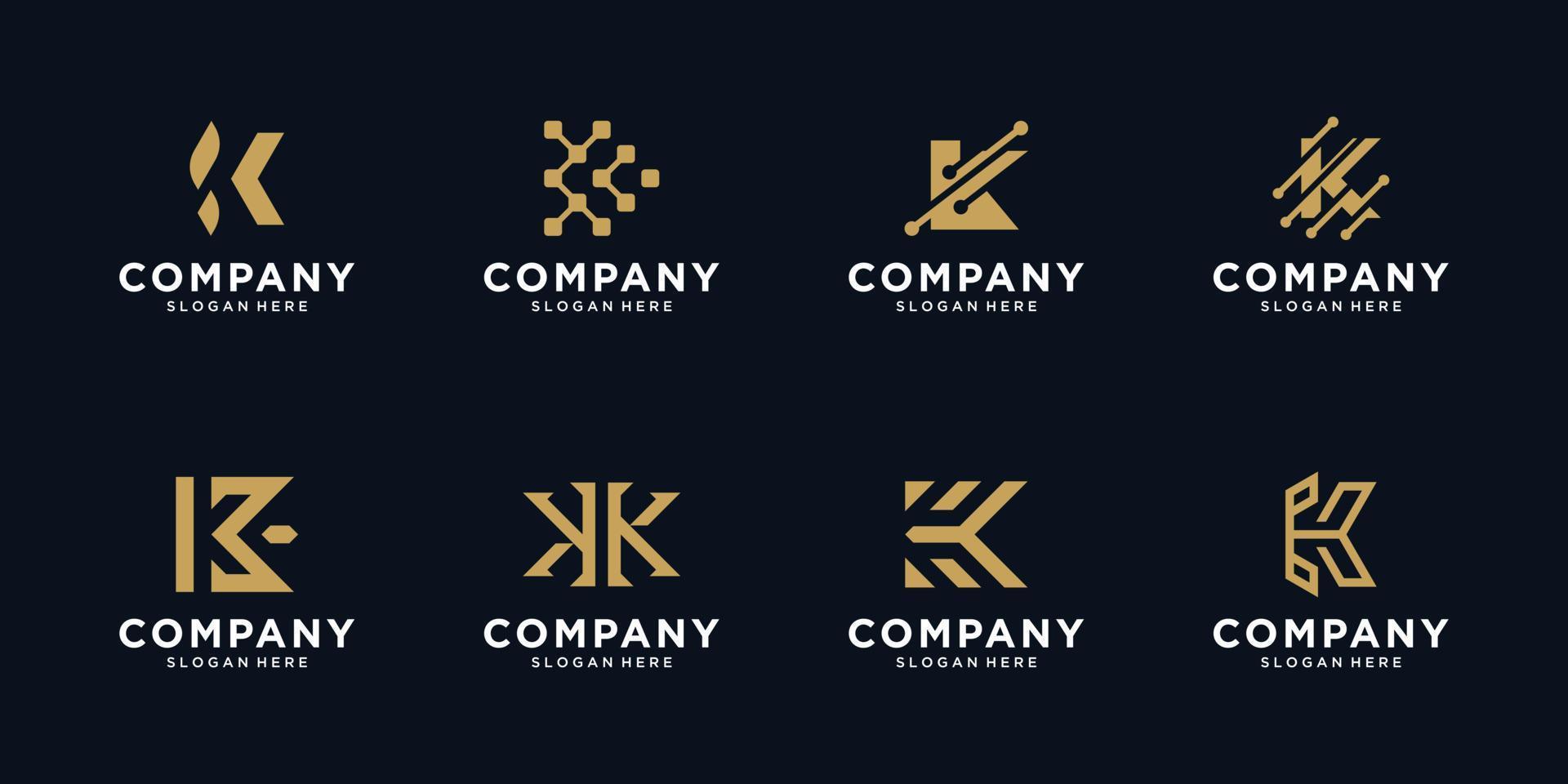 satz kreativer buchstaben-k-logo-designvorlagen vektor