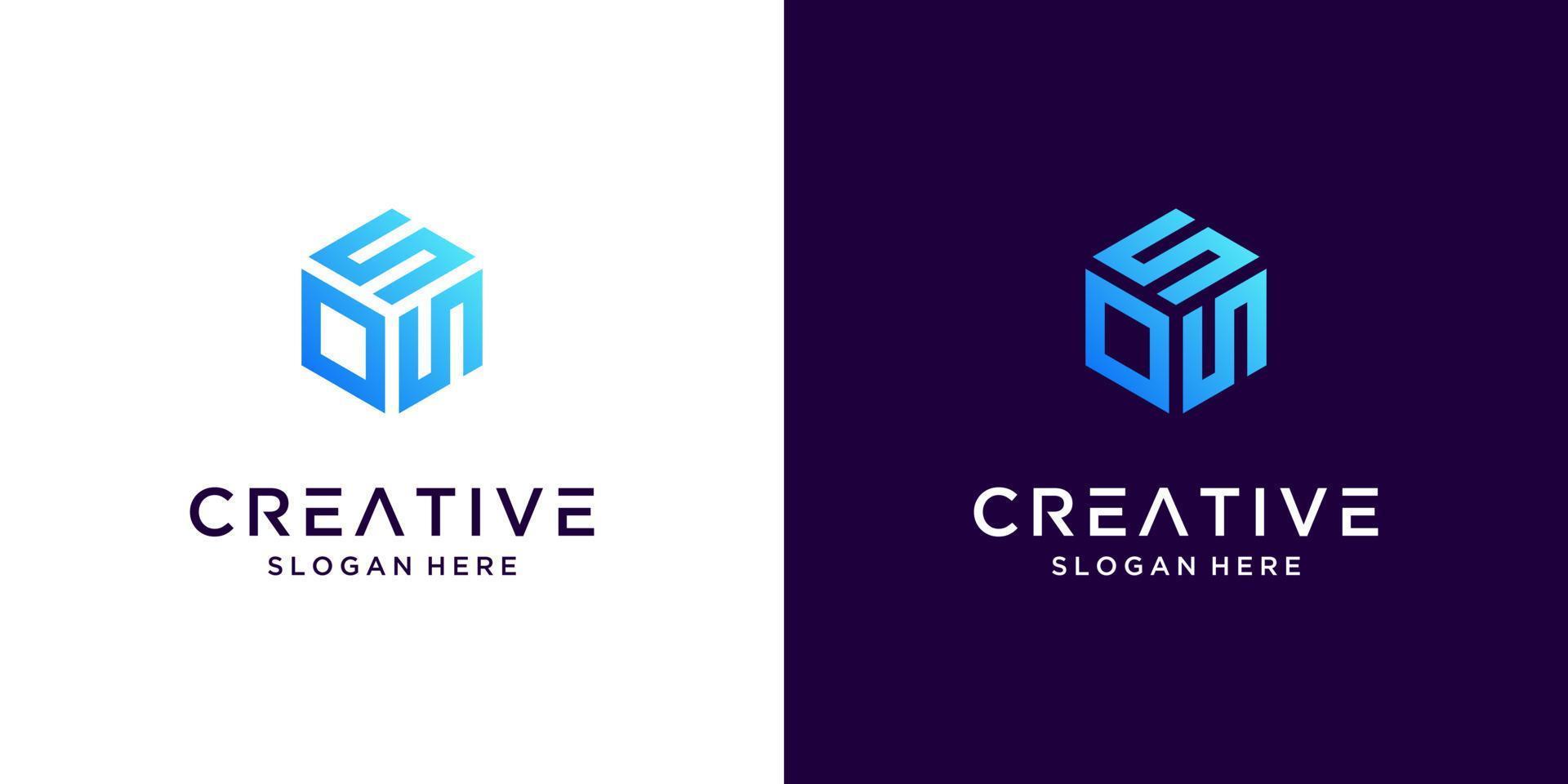 abstrakt brev s med sexhörning logotyp design företag vektor
