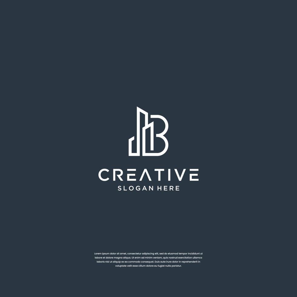 minimalistisk första b med byggnad logotyp design inspiration vektor