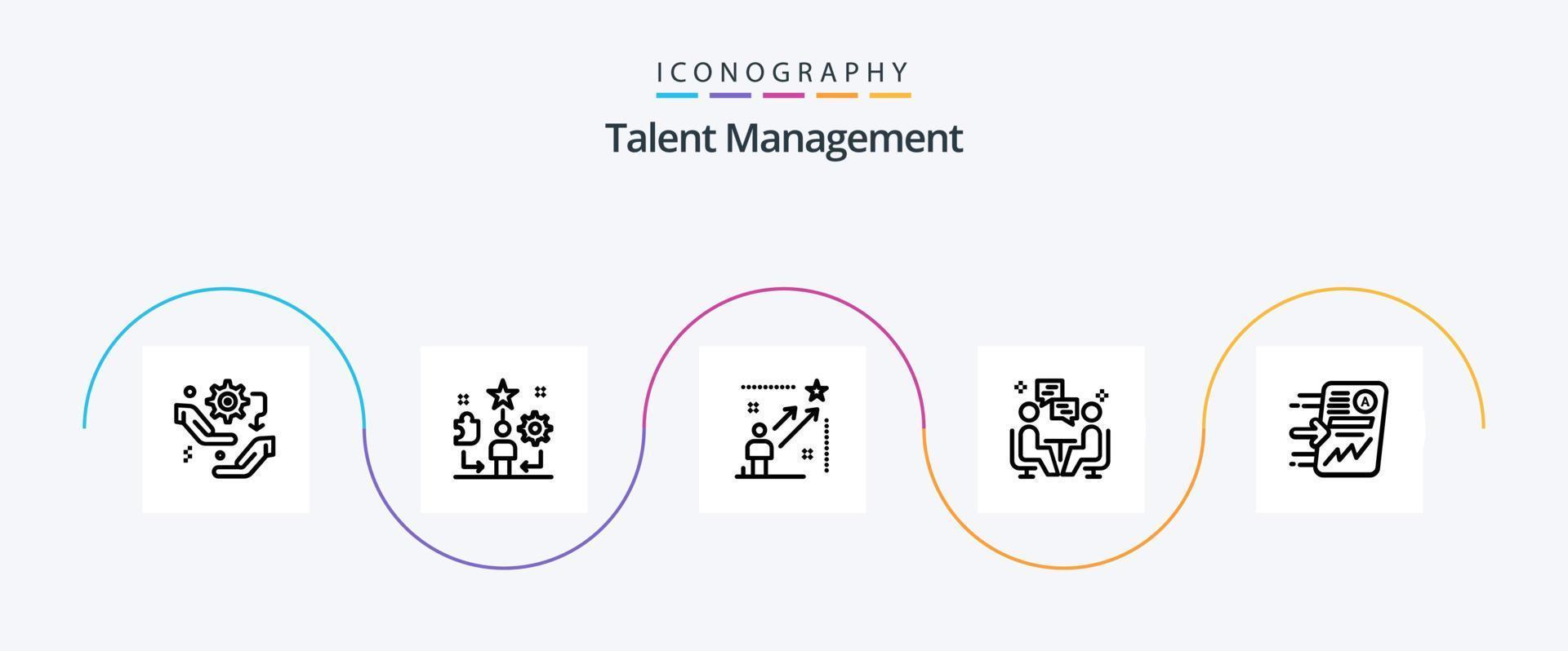 talang förvaltning linje 5 ikon packa Inklusive chatt. möte. stjärna. Framgång. stjärna vektor