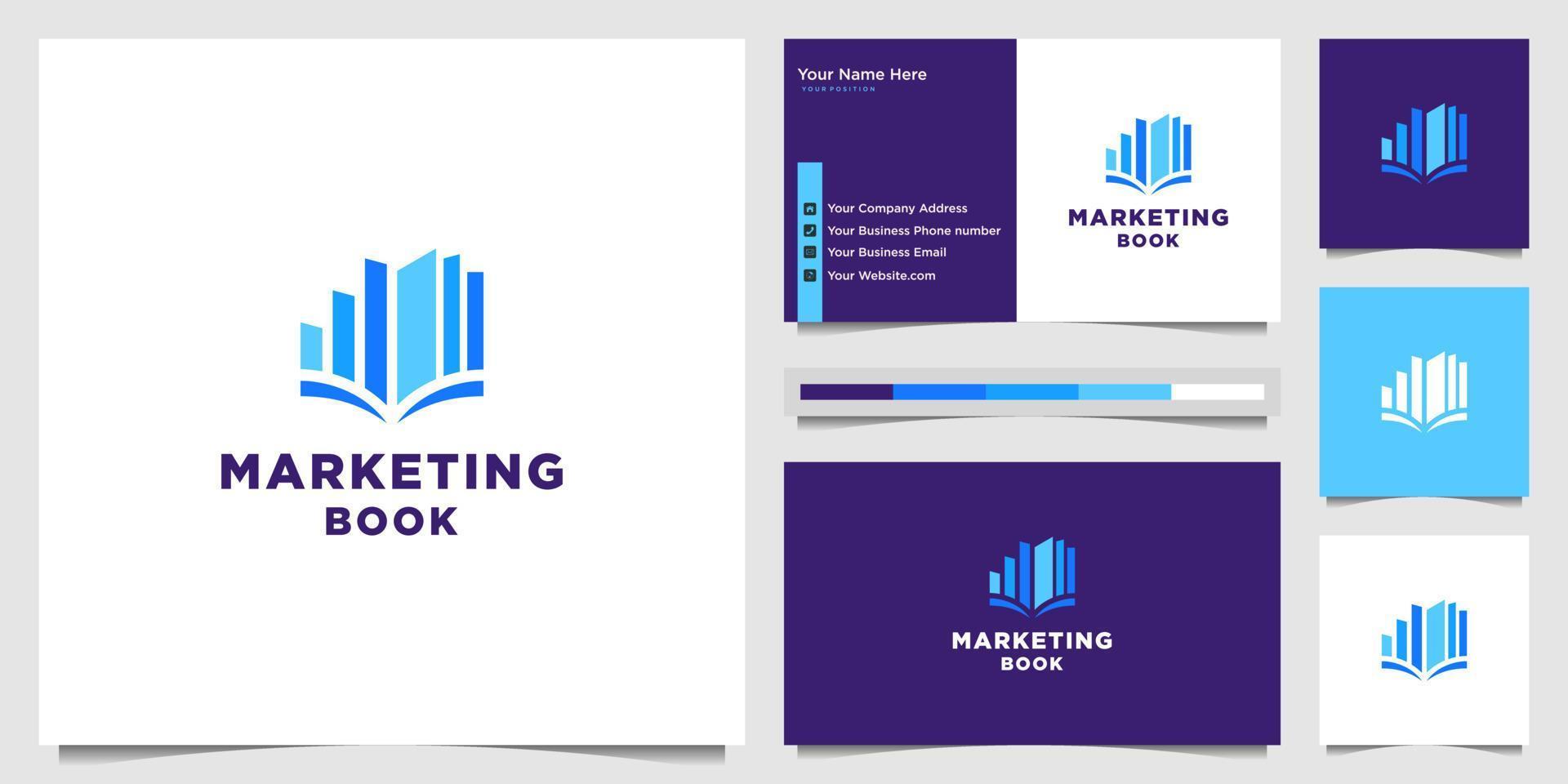 kreatives Marketing-Buch mit moderner Logo-Design-Vorlage und Visitenkarte. vektor