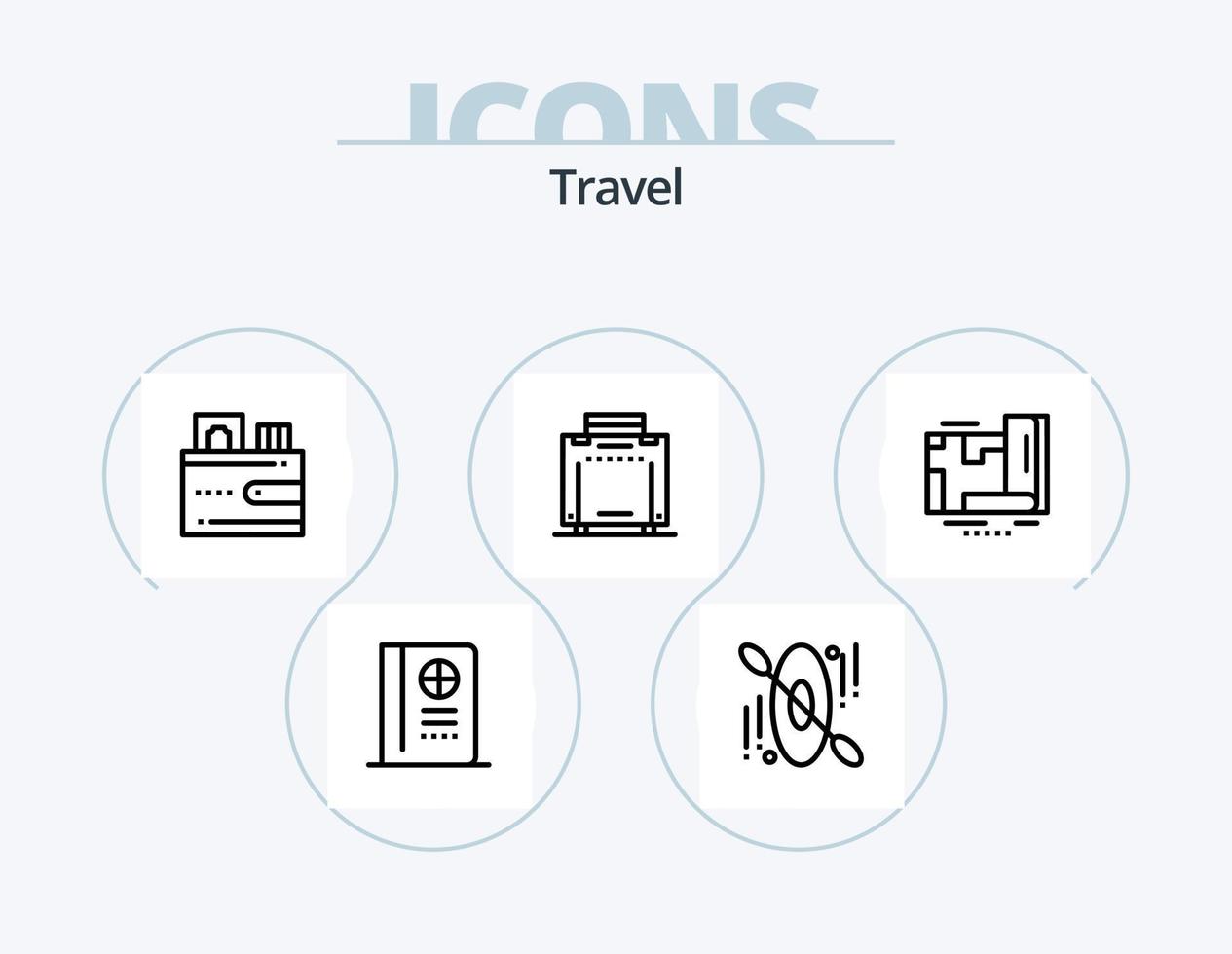 resa linje ikon packa 5 ikon design. . hotell. vykort. kanot. resa vektor