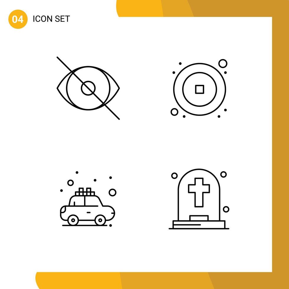 4 kreativ ikoner modern tecken och symboler av öga bil syn kinesisk transport redigerbar vektor design element