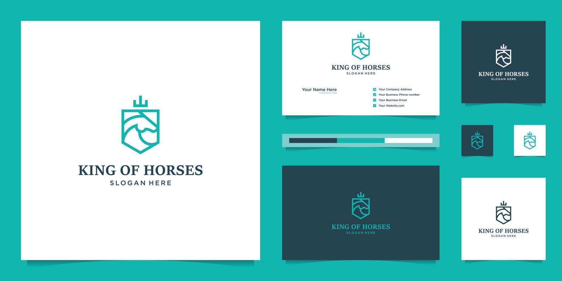 Elegantes Königspferd mit stilvollem Grafikdesign und Namenskarten-Inspiration Luxus-Design-Logo vektor