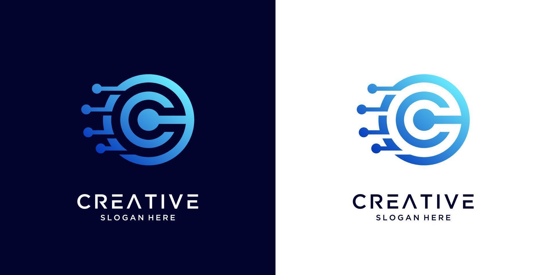 kreativ brev c logotyp design teknologi vektor