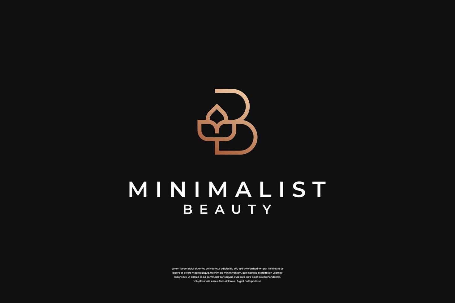 minimalistisk elegant första b och blad logotyp design med linje konst stil vektor