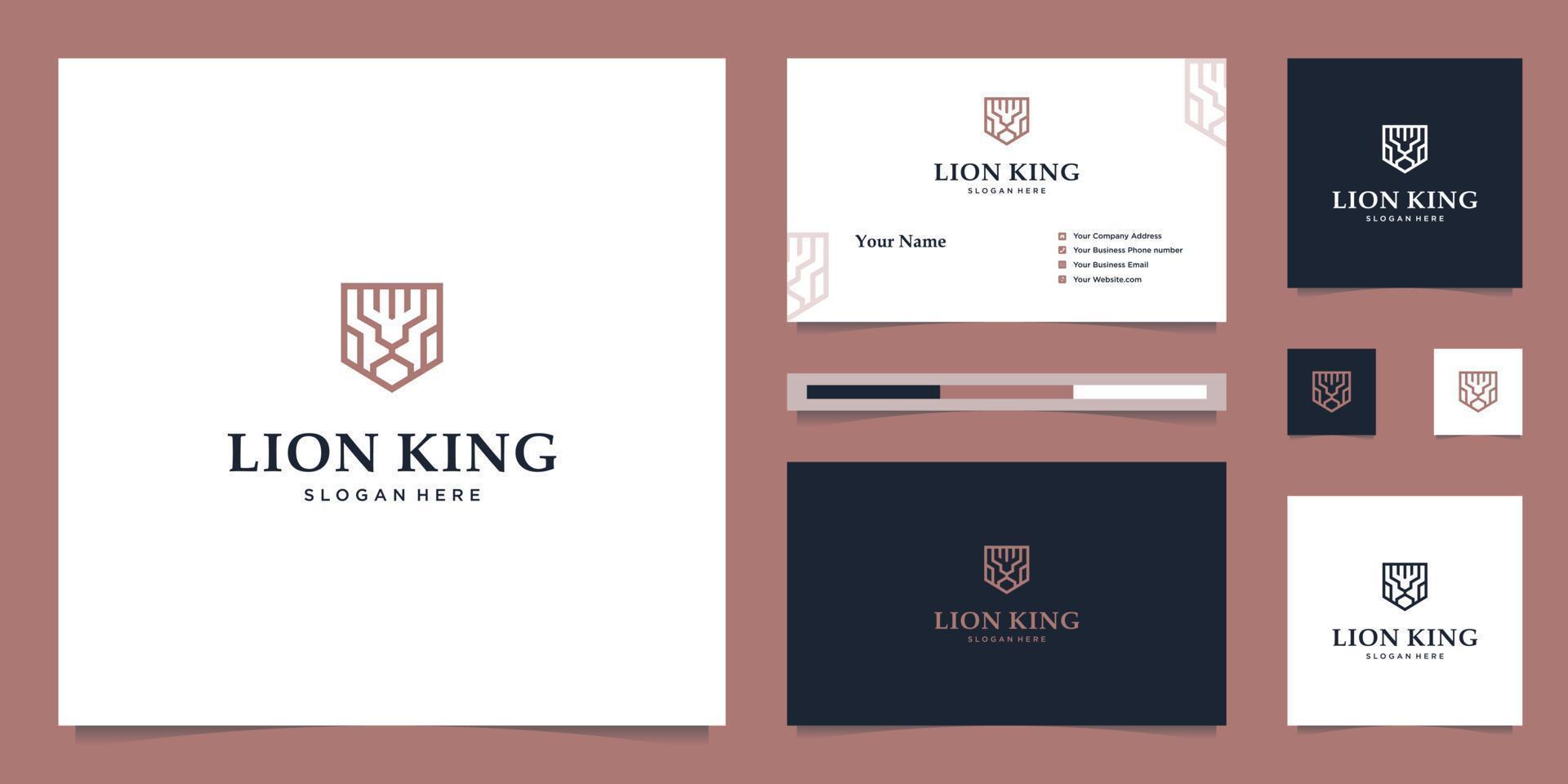 elegant kung lejon med eleganta grafisk design och namn kort inspiration lyx design logotyp vektor