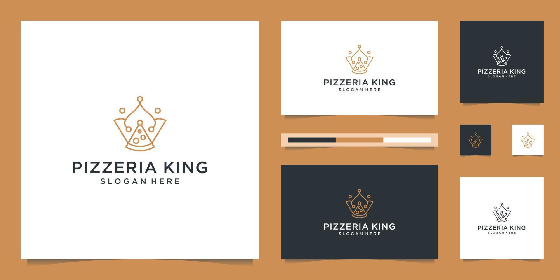 Logo-Design Pizzeria und Krone. Symbolvektor italienisches Pizzarestaurant. vektor
