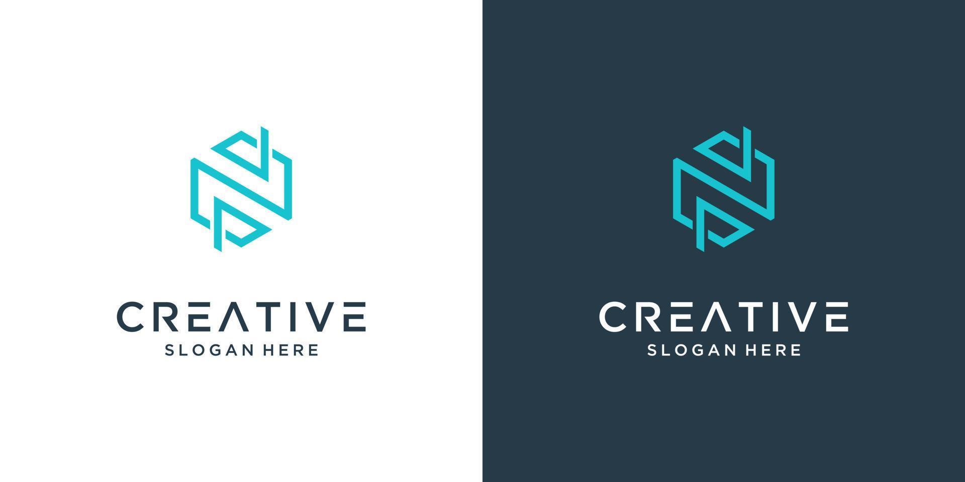 kreativ brev n logotyp design inspiration vektor