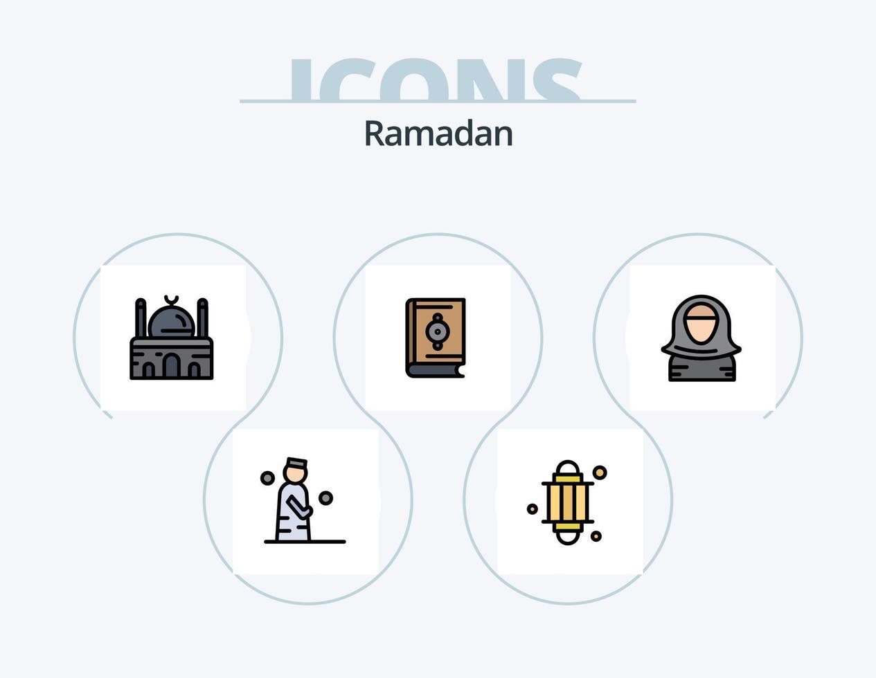 Ramadan-Linie gefüllt Icon Pack 5 Icon Design. . Fest . heilig . zelebrieren . vektor