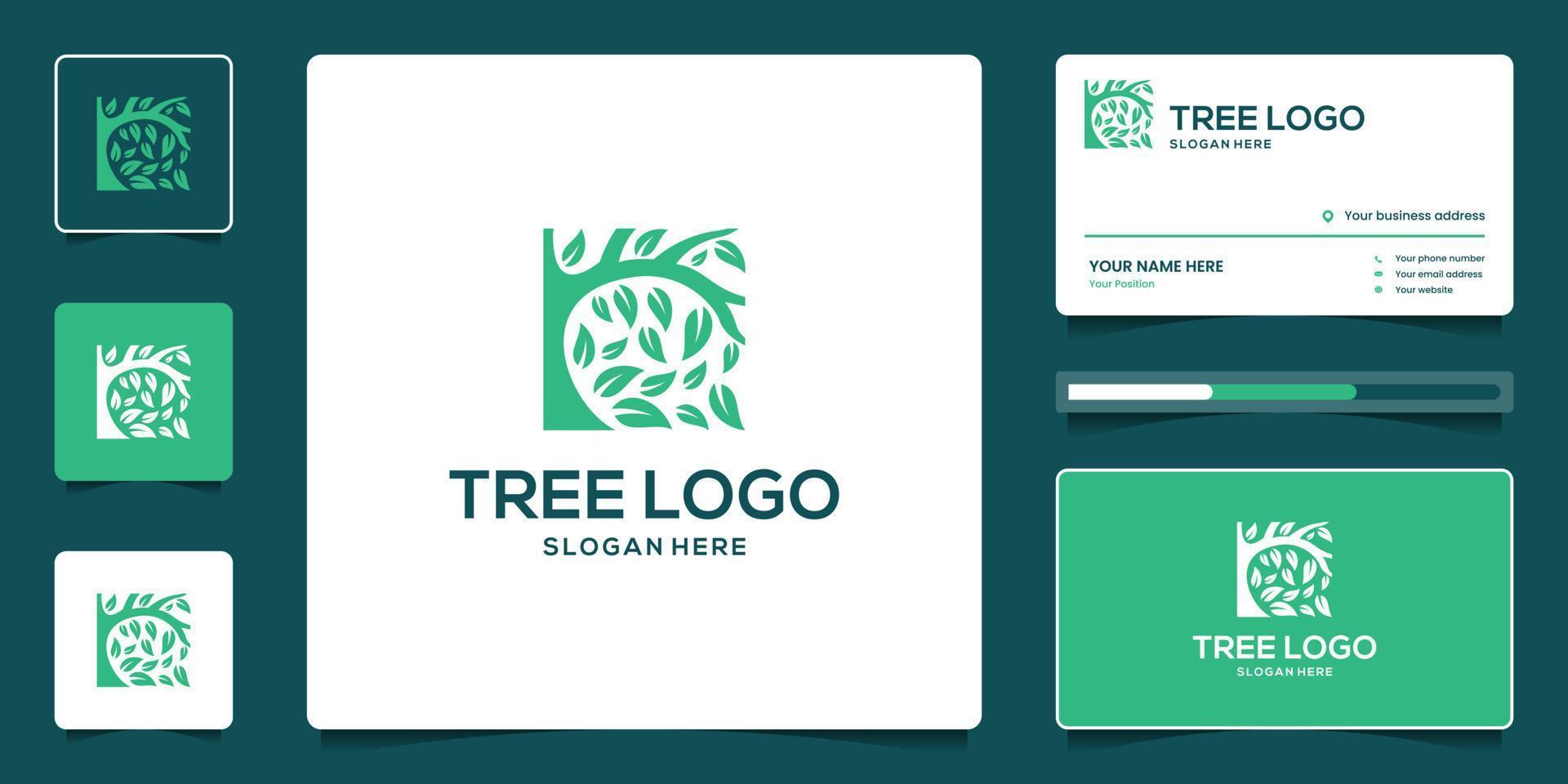 Baum des Lebens-Logo-Design mit Visitenkarte vektor