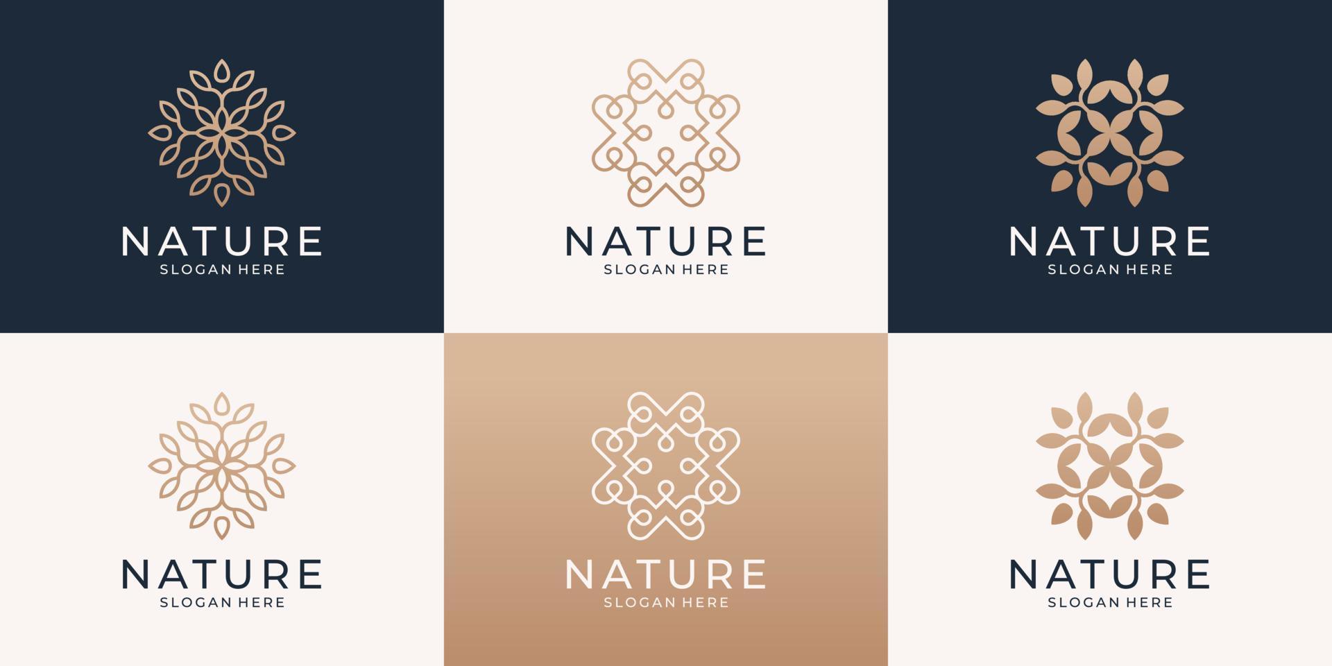 uppsättning av minimalistisk abstrakt blomma logotyp. lyx skönhet salong, mode, hud vård, kosmetisk, yoga och spa Produkter logotyp mallar. vektor