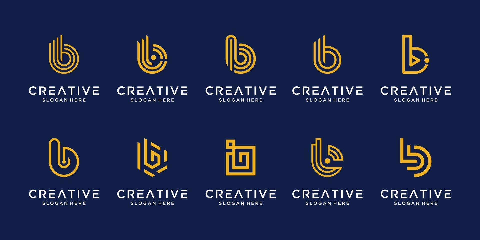 uppsättning av kreativ abstrakt monogram logotyp design samling. logotyp för företag av lyx, elegant, modern. vektor