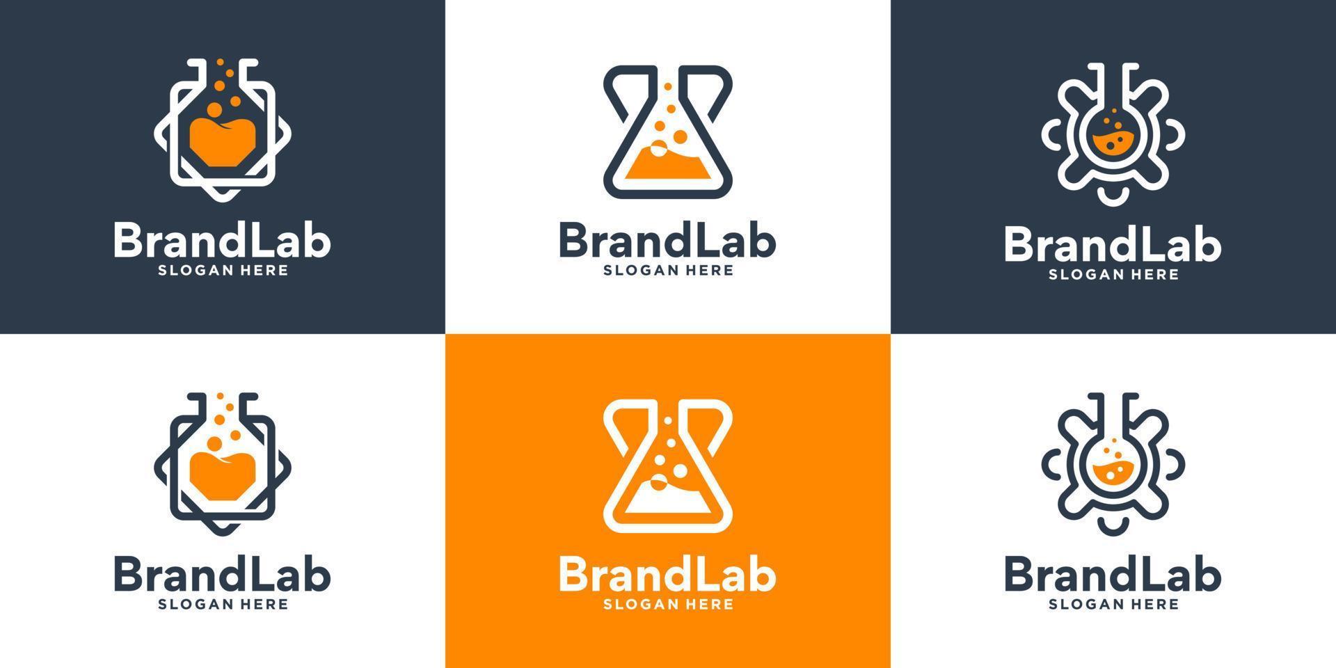 uppsättning av kreativ glas laboratorium logotyp design samling. enkel labb symbol redo till använda sig av. vektor