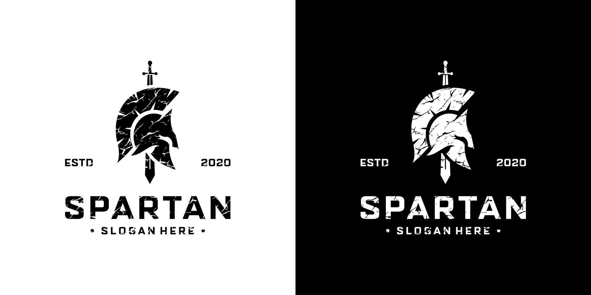Retro-Vintage-Spartan-Krieger-Logo-Design-Vorlage vektor