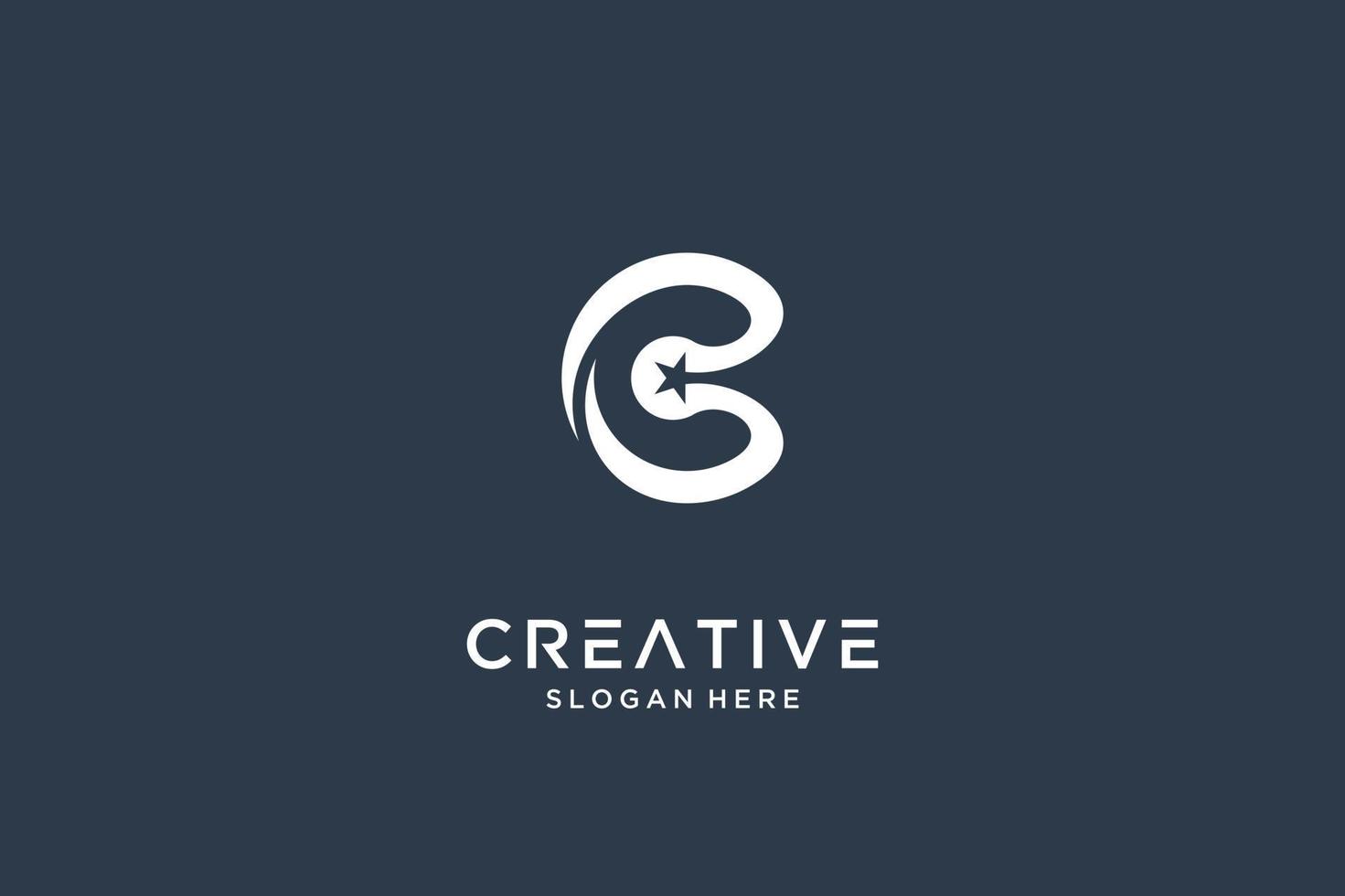 kreatives buchstabe c-logo-design mit sternsymbol vektor