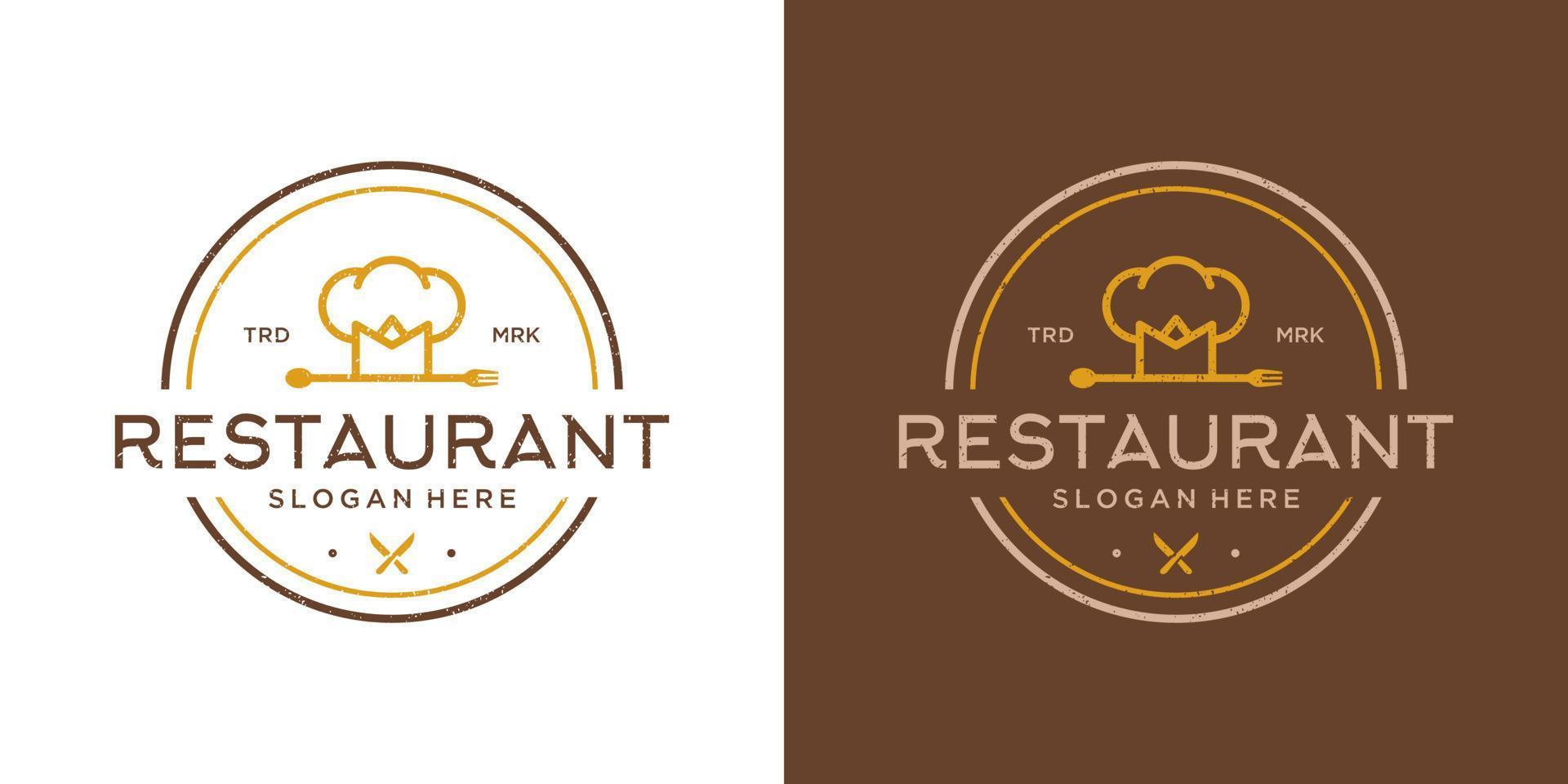 Satz von Logo-Design-Vorlagen zum Kochen. Vintage, Retro, rustikales, klassisches Logo für Ihr Restaurant, Café und Geschäft. vektor