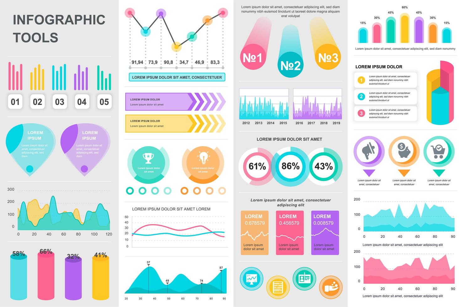 bunt infografiska ui, ux, kitelement. vektor