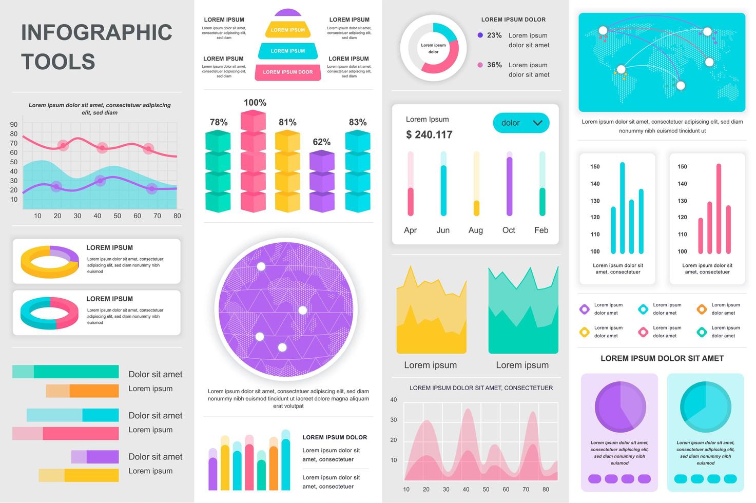 Bündel Infografik UI, UX, Kit Elemente. vektor