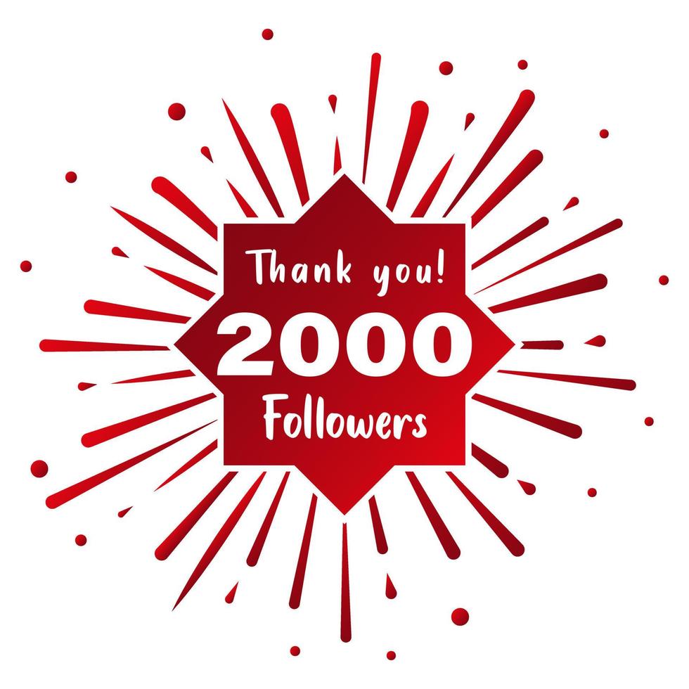 Danke 2000 Follower. Social-Media-Konzept. Feiervorlage für 2.000 Follower. Vektordesign vektor