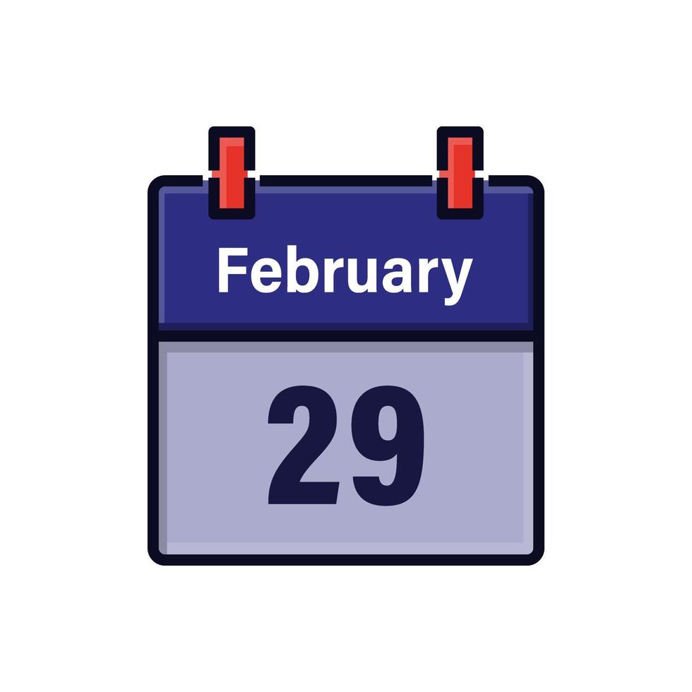 29. februar, kalendersymbol. Tag Monat. Besprechungstermin. Datum des Veranstaltungsplans. flache vektorillustration. vektor