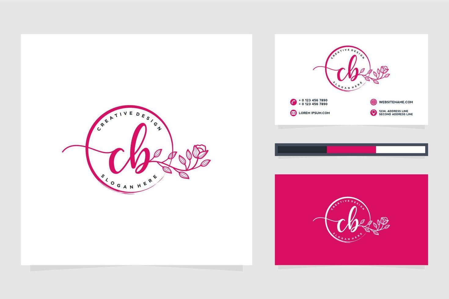 första cb feminin logotyp samlingar och företag kort templat premie vektor