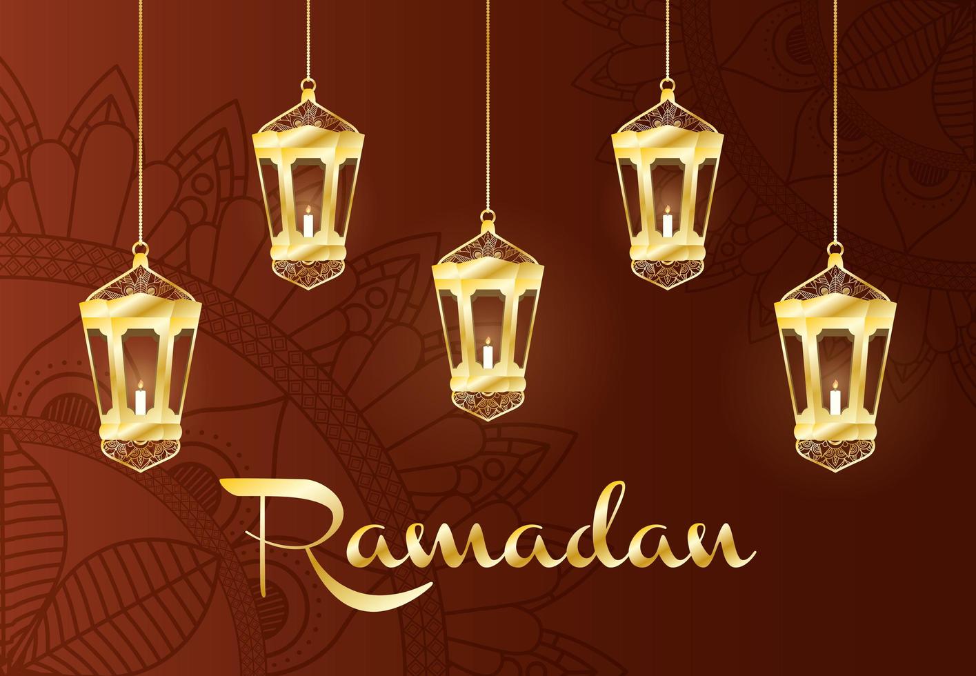 ramadan firande banner med guld lampor vektor