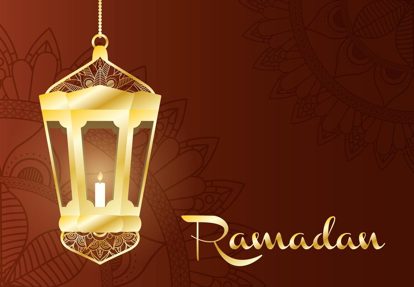 ramadan firande banner med guld lampa vektor