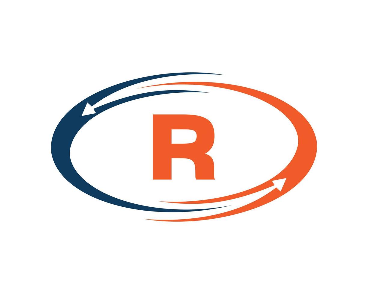 bokstaven r teknologi logotyp design vektor