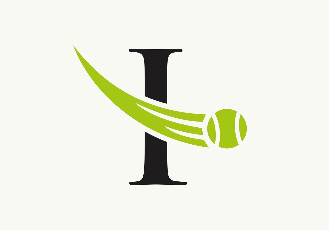 Buchstabe i Tennis-Logo-Design-Vorlage. Vereinslogo der Tennissportakademie vektor