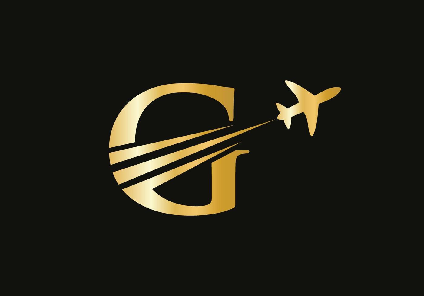 brev g resa logotyp design begrepp med flygande flygplan symbol vektor